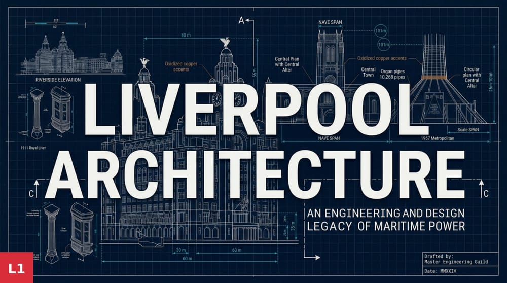 Liverpool Architecture blueprint illustrations