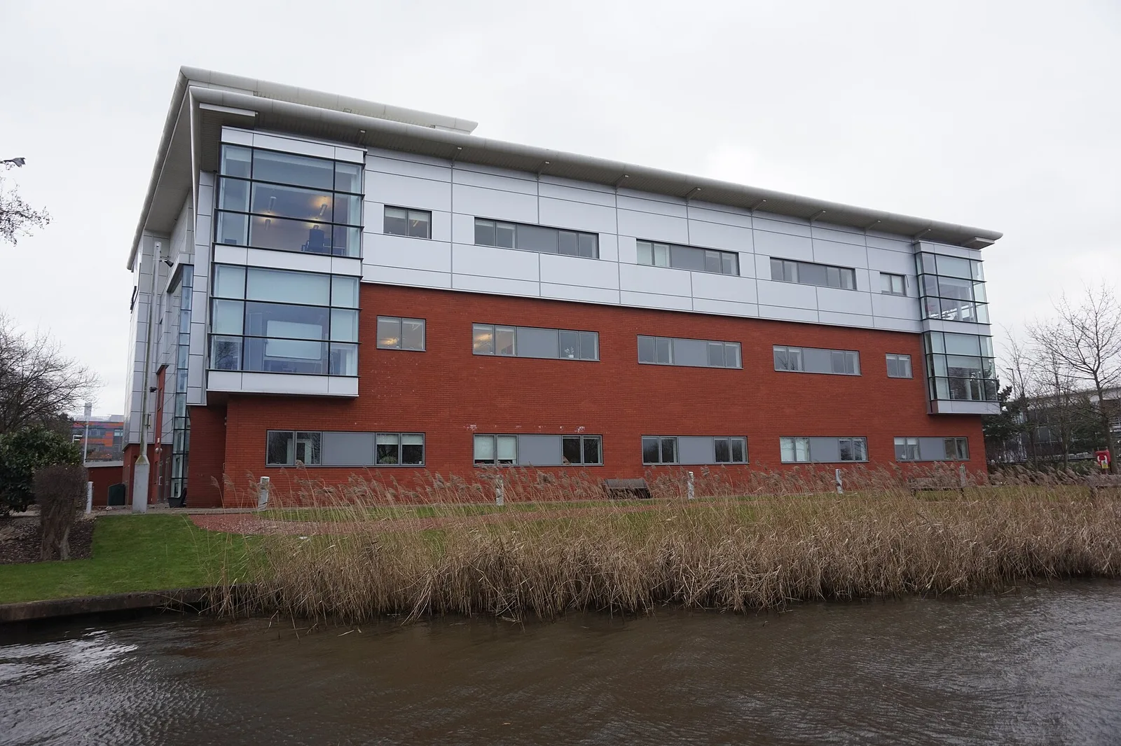Modern glass and steel office building at Daresbury Innovation Centre on the Sci-Tech Daresbury campus