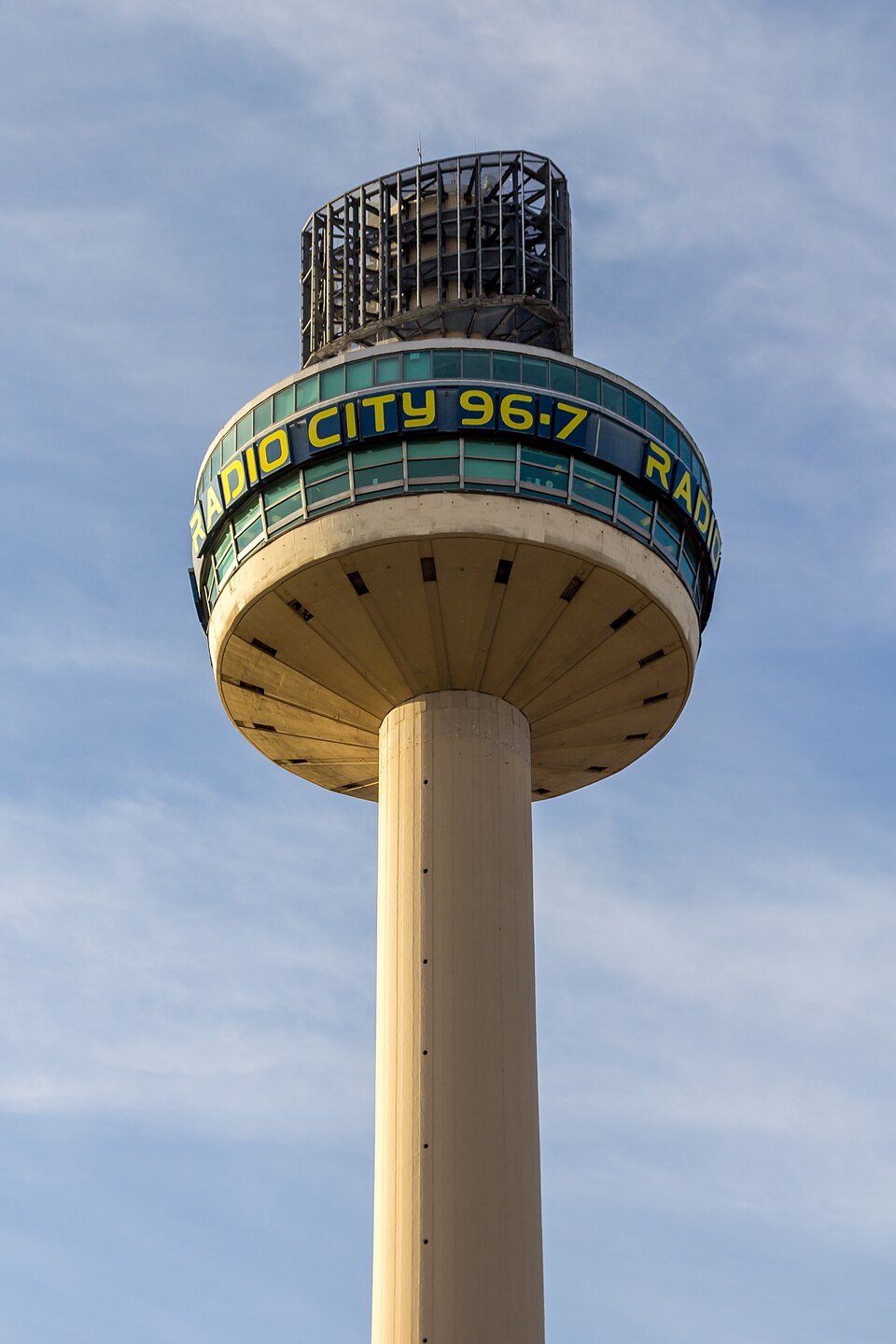 St John's Beacon in Liverpool with the yellow Radio City 96.7 lettering around its circular upper floor