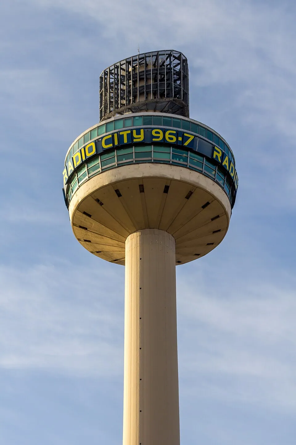 St John's Beacon in Liverpool with the yellow Radio City 96.7 lettering around its circular upper floor