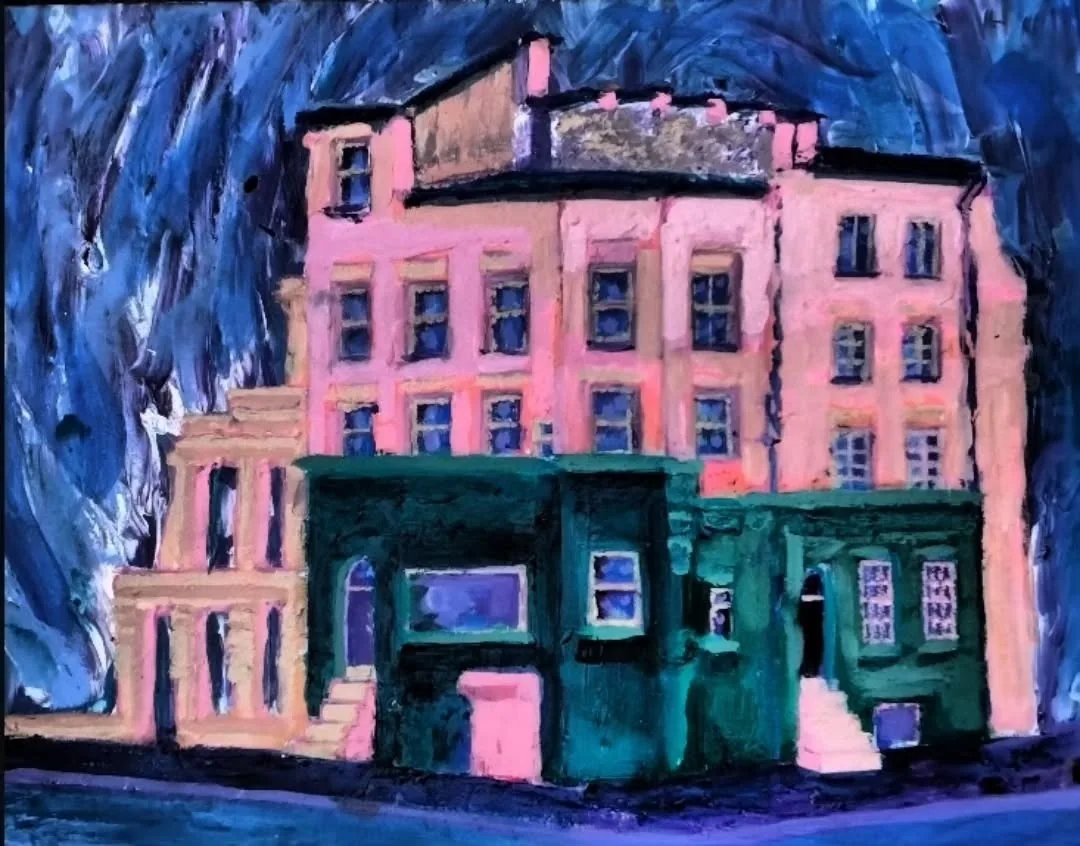 Gary North's impressionistic painting of the Pig and Whistle pub in Liverpool