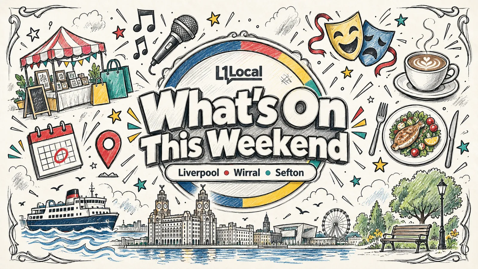 L1 Local graphic guide for Things to Do in Liverpool This Weekend, 10-11 October 2026, featuring event icons and weekend highlights