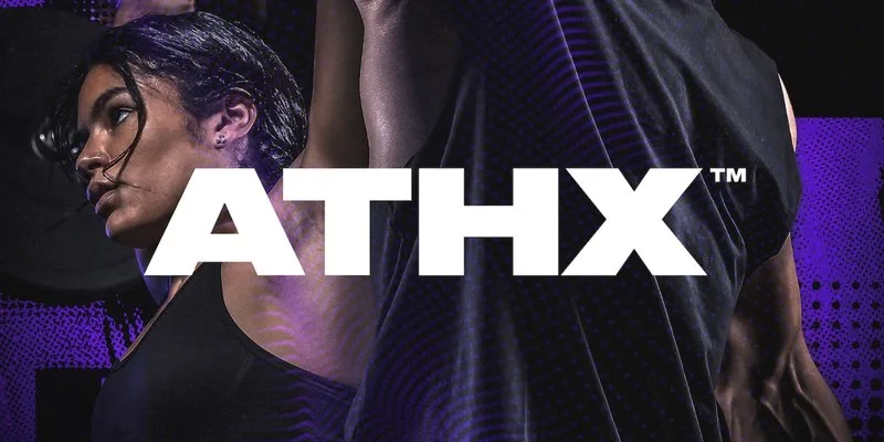 ATHX promotional image showing two athletes behind the ATHX logo