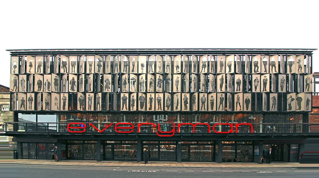 The Everyman Theatre on Hope Street, with its aluminium sunshade of portrait panels across the front