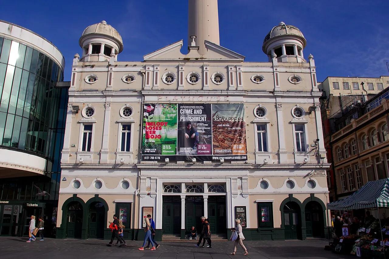 The Liverpool Playhouse in Williamson Square, its Victorian frontage above a glazed foyer
